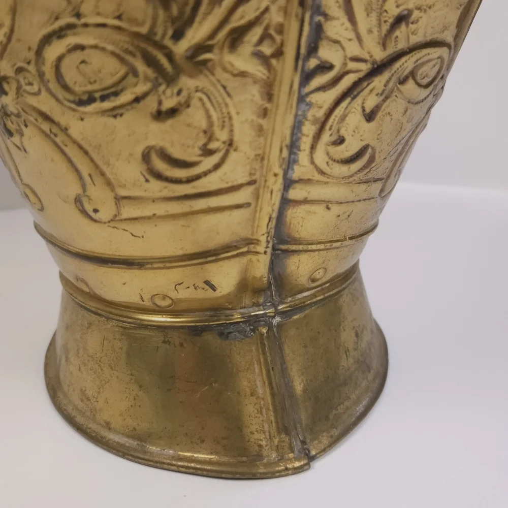 Delvaux Victorian Brass Vintage Antique Embossed Decorative Coal Scuttle Bucket